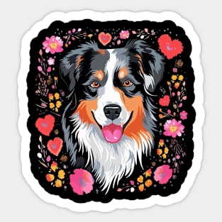 Australian Shepherd Valentine Day Sticker